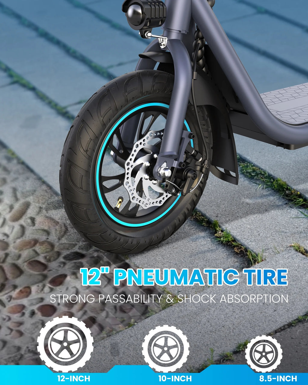 550W 12 inch Electric Scooter with Basket and Wide Deck O44537