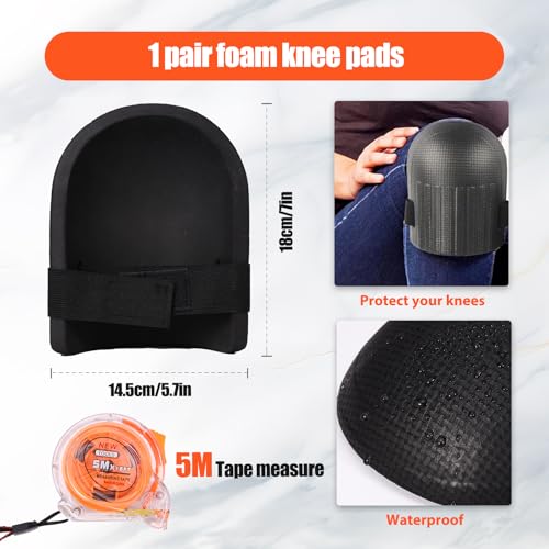 26 Pcs Wood Floor Installation Kit with Mallet, Knee Pads, Pull Bar, Tapping Block, Tape Measure and Spacers Q400