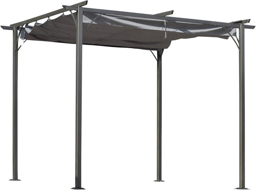 10’ x 10’ Retractable Patio Gazebo Pergola with Steel Frame X9375