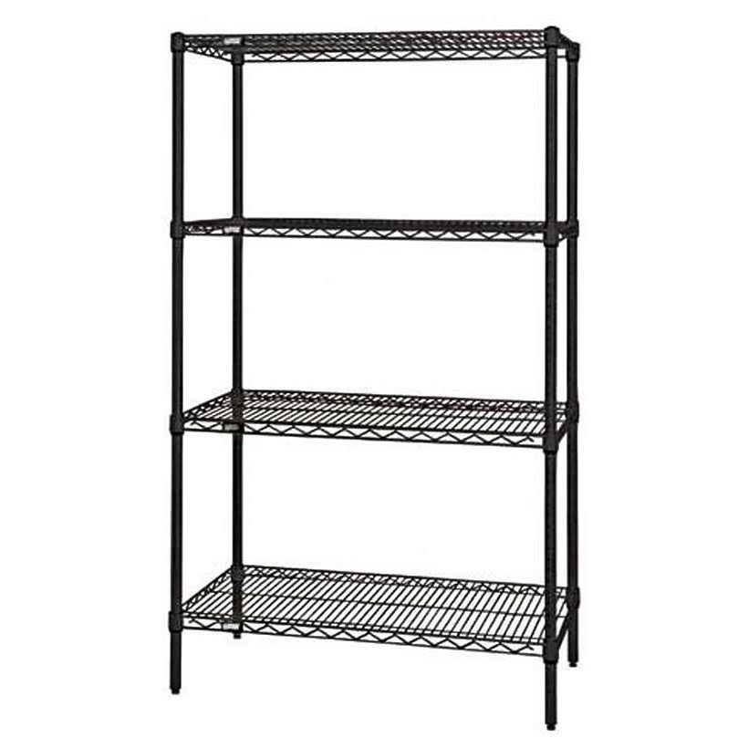 Black 4-Shelf Wire Shelving Starter Unit B636