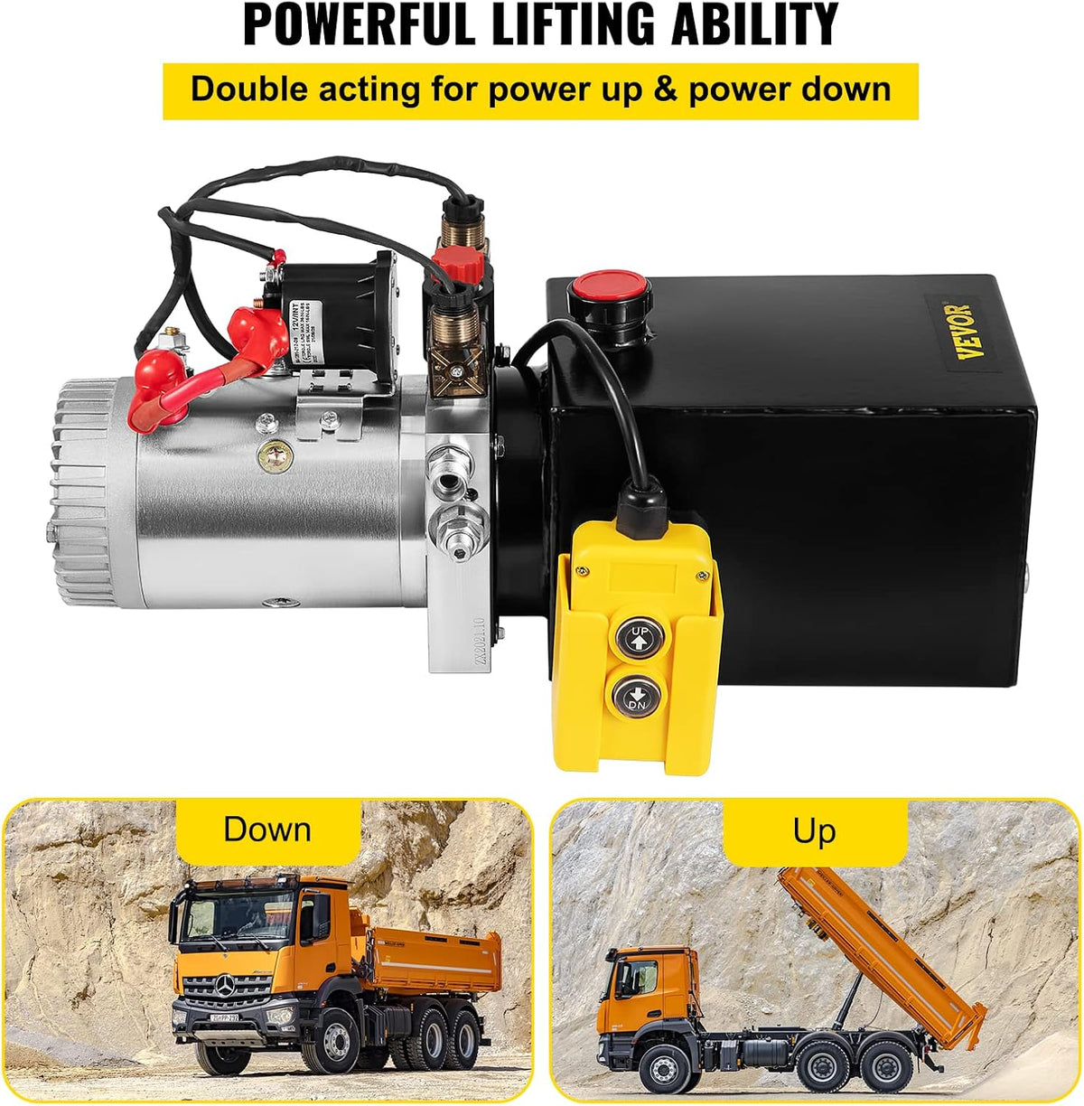 Hydraulic Power Unit 8 Quart Double Acting 12V DC Metal Oil Reservoir E372