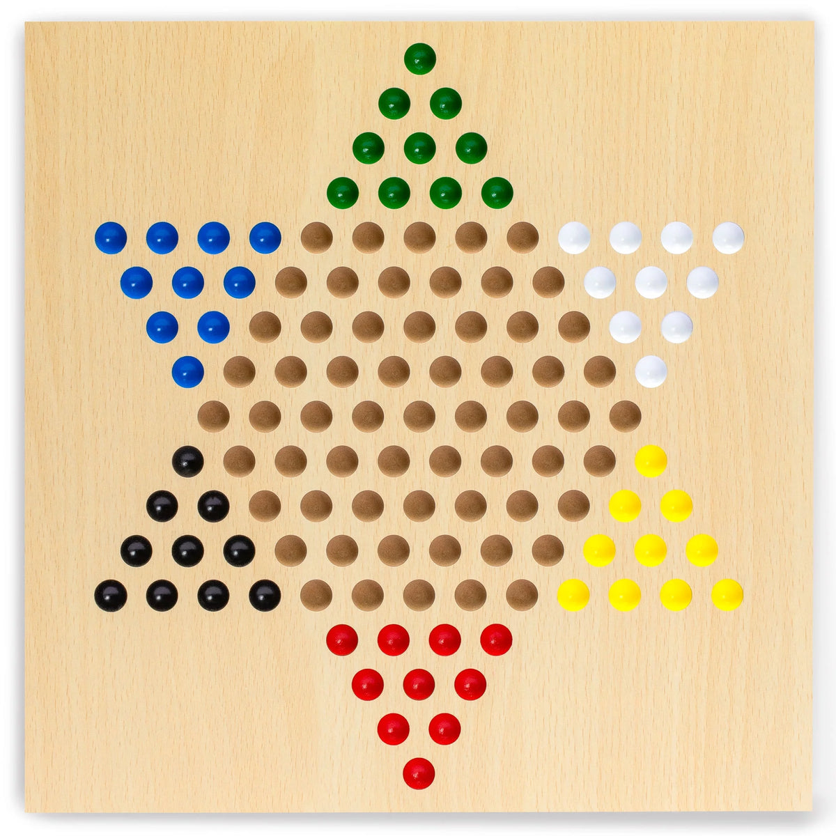 2-in-1 Reversible Ludo and Chinese Checkers Halma Wood and Glass Marble Game Set 12-Inch E3108