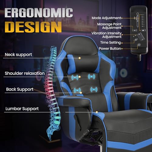 Grey Ergonomic PU Leather Gaming Recliner Chair with Footrest G1957