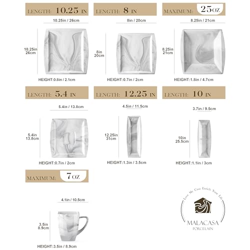 30 Piece Ivory White Porcelain Square Dinnerware Set F29531