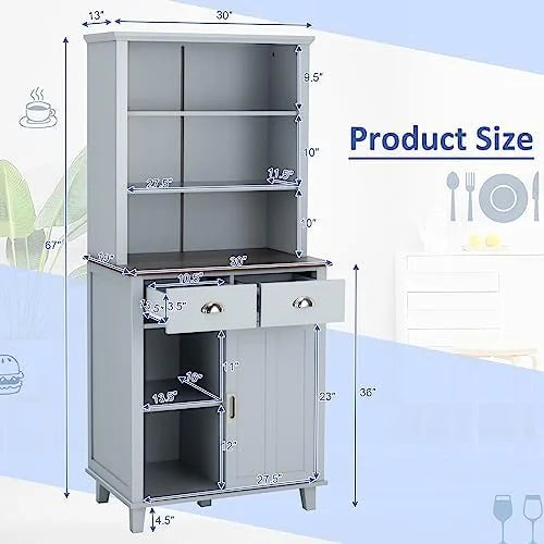 67" Freestanding Brown Cabinet with Drawers Shelves W68927