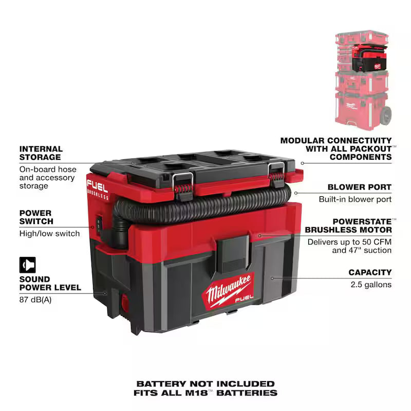 Cordless 2.5 Gal. Wet/Dry Vacuum with Automotive Kit W596
