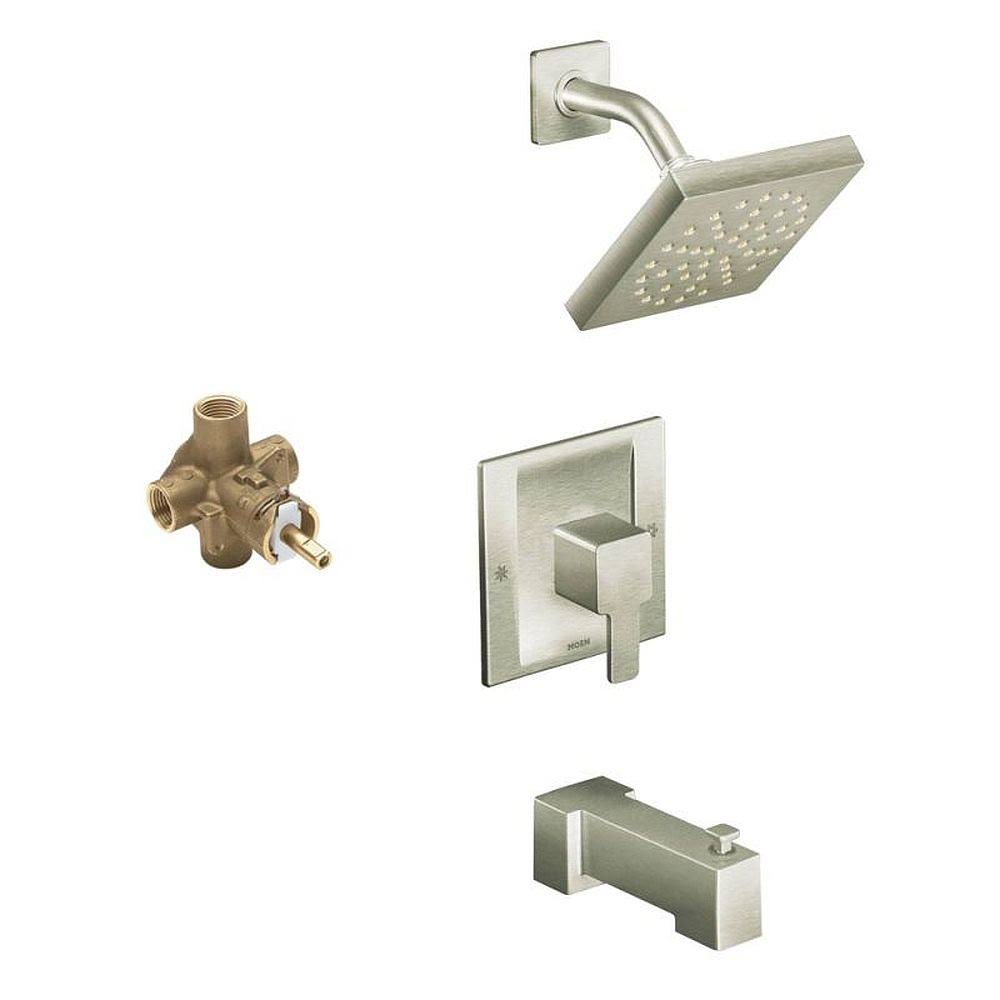 Brushed Nickel Rain Shower and Spout N431