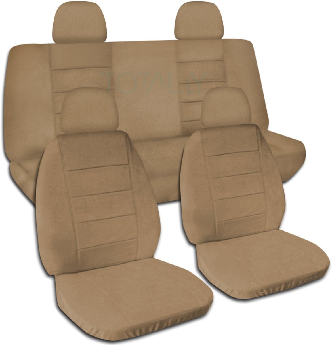 Navy Blue Solid Color Car Seat Covers with 4 Headrest Covers J58466