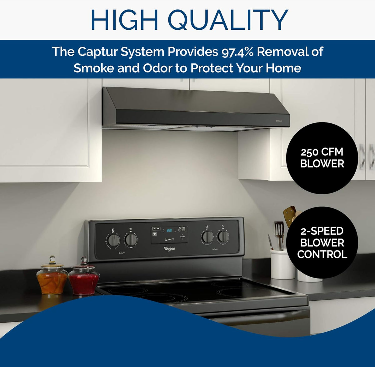 Black 36-inch Range Hood with Light and Exhaust Fan P250024