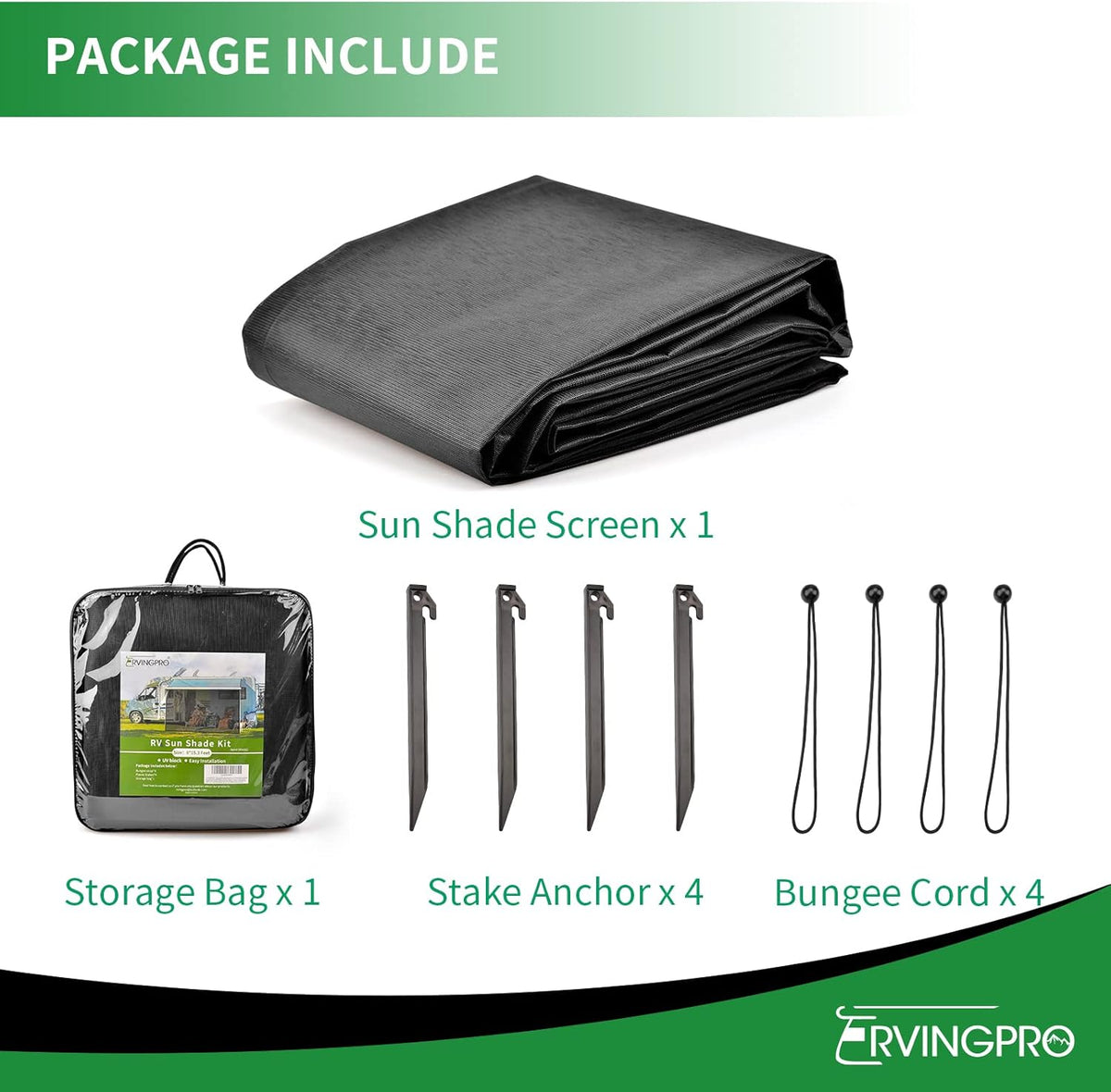 RV Awning Side Shade Kit 9'x7' Sunscreen Z200