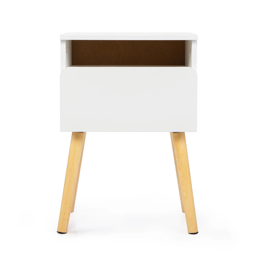 White Nightstands Set of 2 with Storage Drawer and Shelf E581051