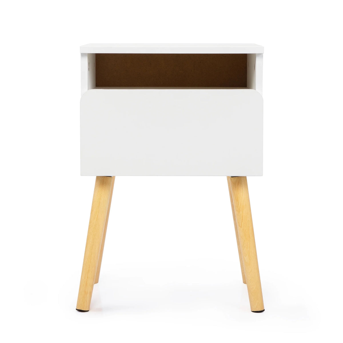 White Nightstands Set of 2 with Storage Drawer and Shelf E581051