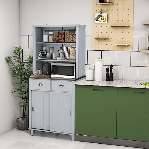 67" Freestanding Brown Cabinet with Drawers Shelves W68927