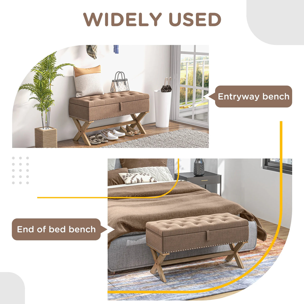 Upholstered Bench with Wood Legs J16002