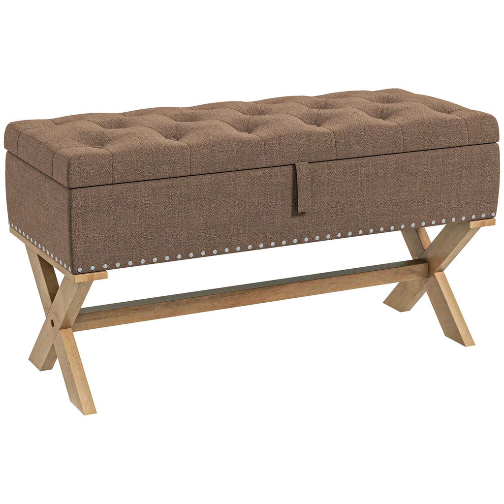 Upholstered Bench with Wood Legs J16002