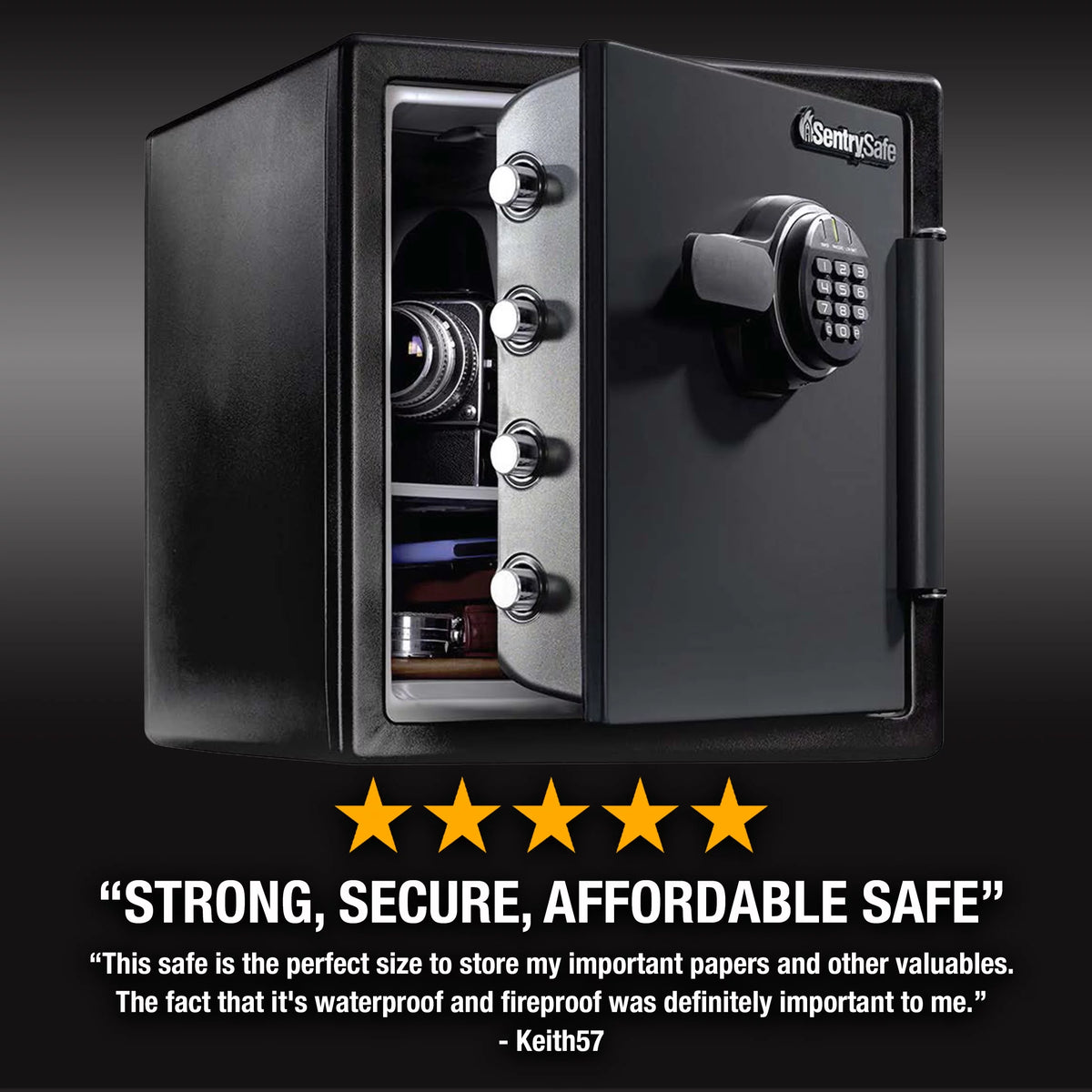 Water and Fire Resistant Safe with Digital Keypad Lock, 1.23 Cu. ft. Q577