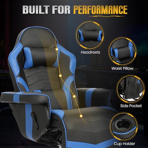 Grey Ergonomic PU Leather Gaming Recliner Chair with Footrest G1957