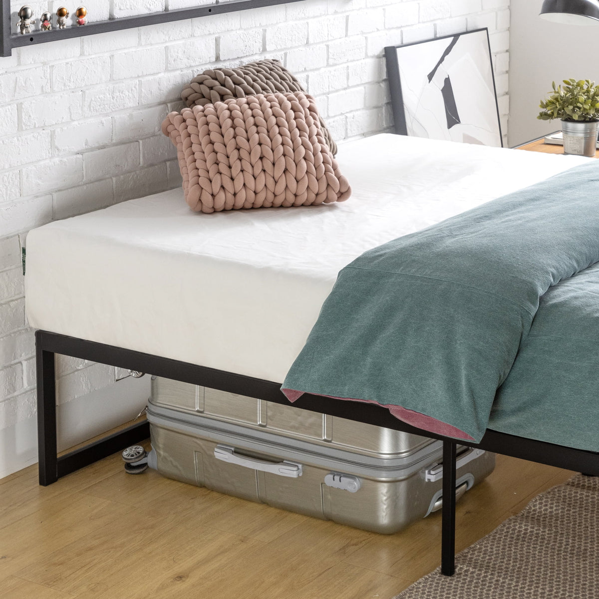 14" Metal Platform Bed Frame with Steel Slat Support, Twin H966