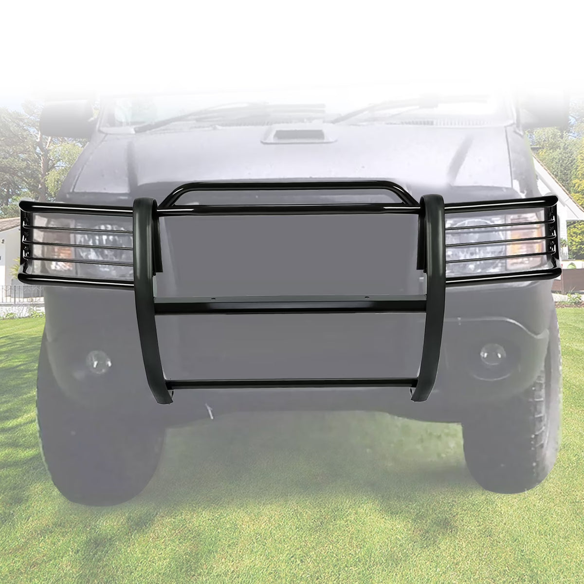 Front Grille Brush Guard for Pickup Truck Powder Coated Black Steel S6442