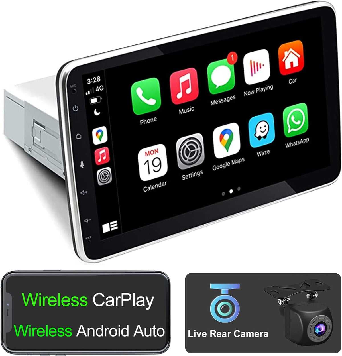 10.1 Inch Single Din Touchscreen Car Stereo Receiver with Backup Camera Y72764