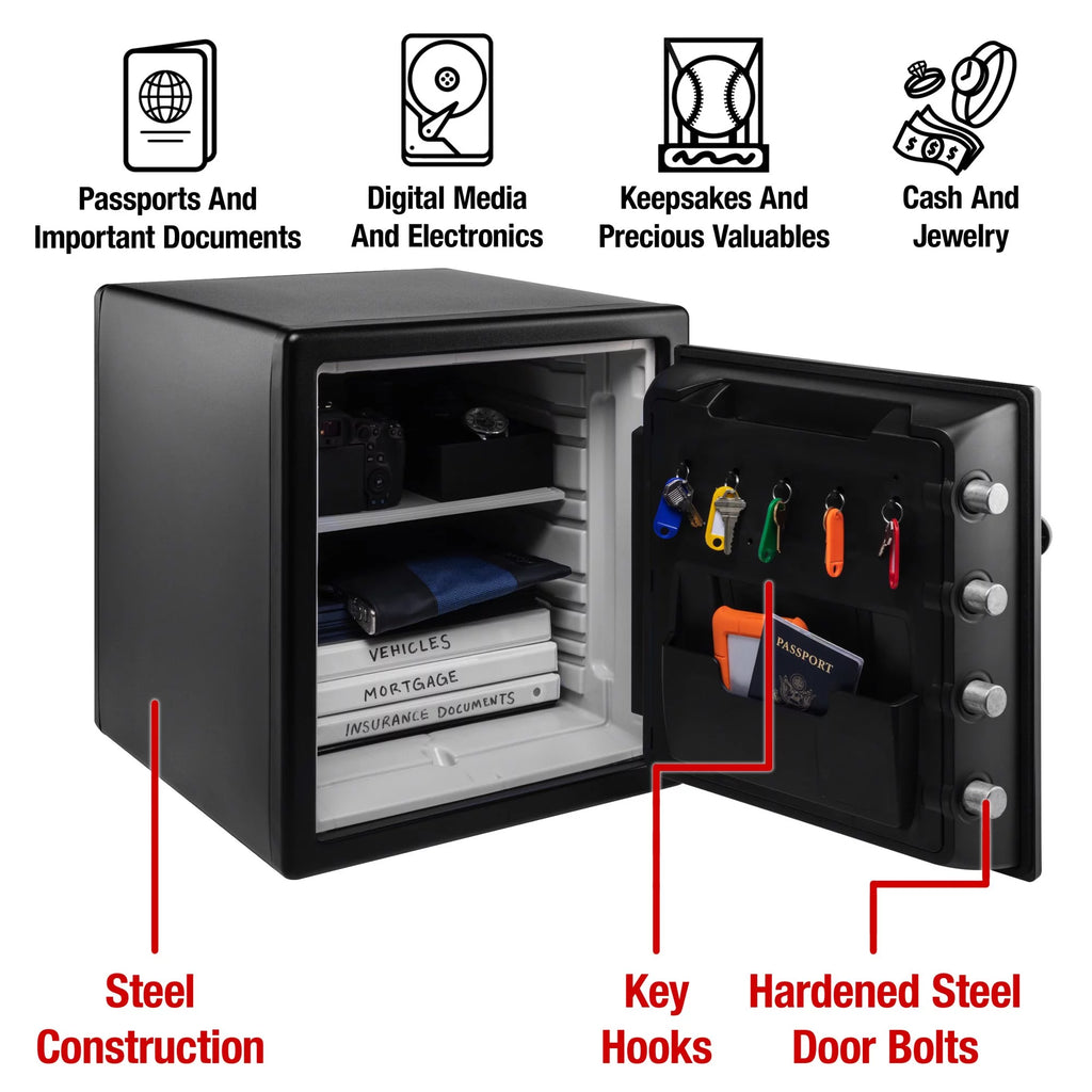 Water and Fire Resistant Safe with Digital Keypad Lock, 1.23 Cu. ft. Q577