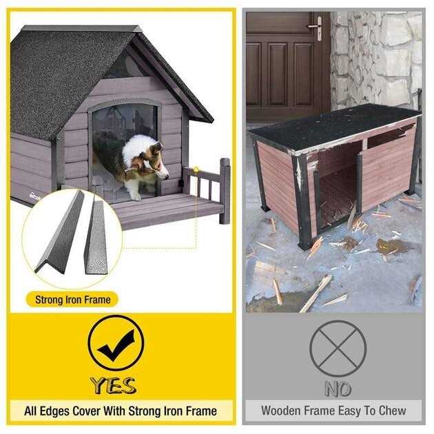 Outdoor Dog House with Porch Iron Frame U12431