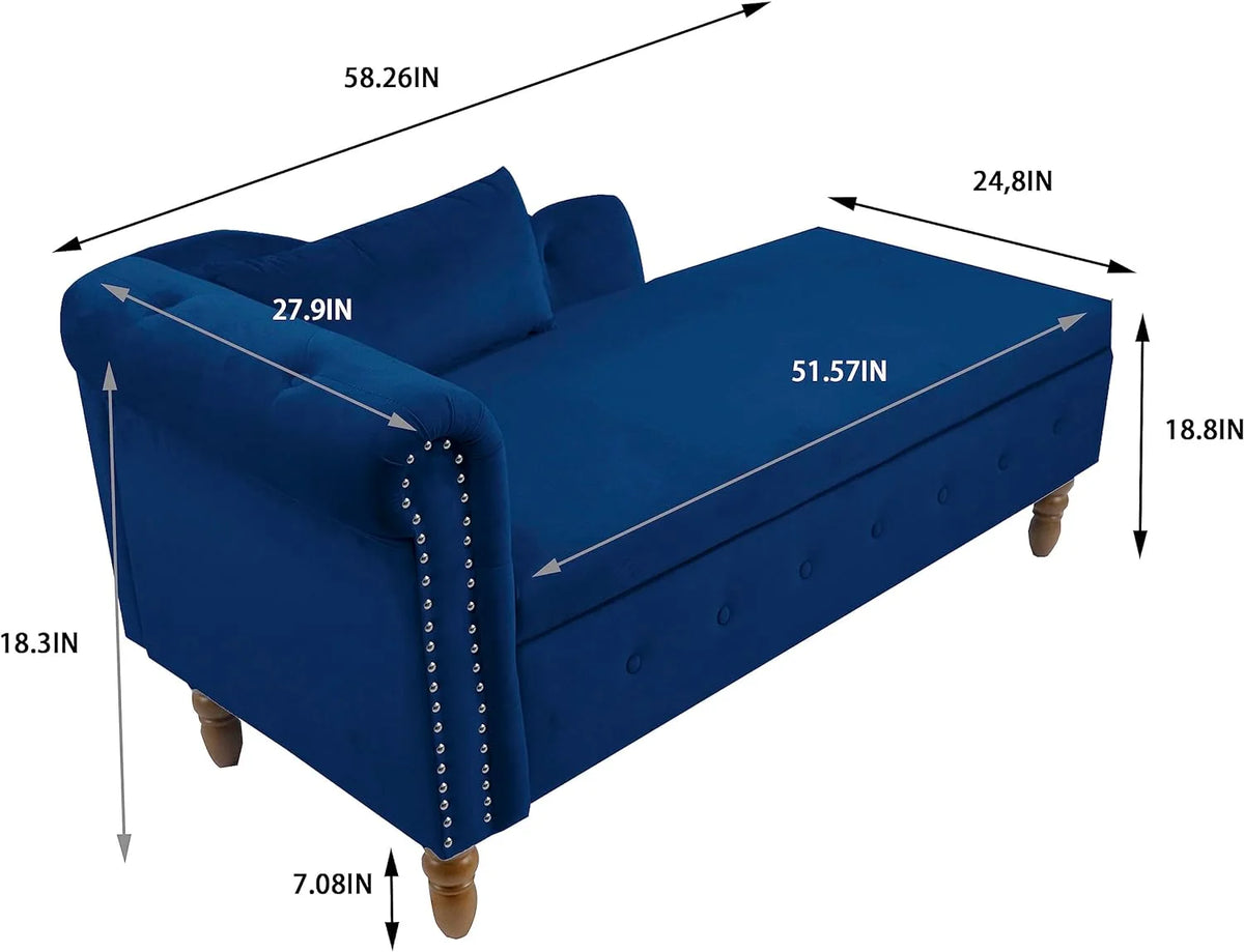 Velvet Chaise Lounge with Storage and Pillow I88181