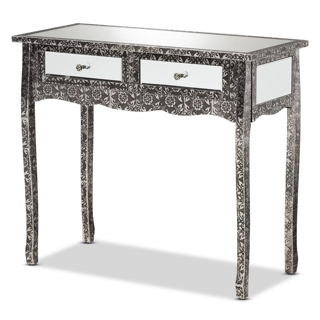 Mirrored Glass 2 Drawer Console Table X7288