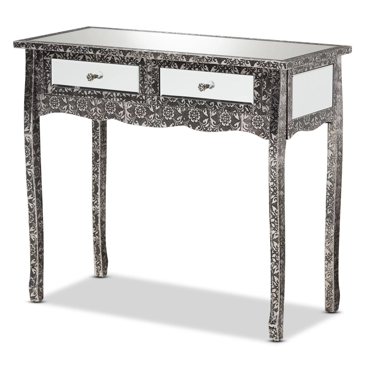 Mirrored Glass 2 Drawer Console Table X7288