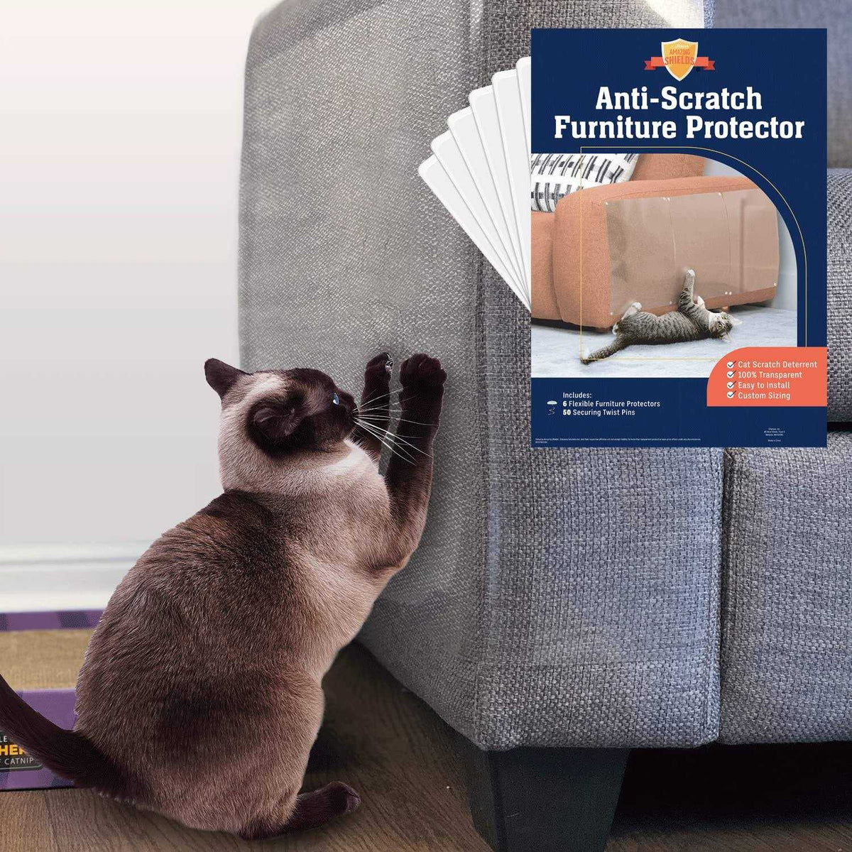 Cat Scratch Deterrent 6-Pack 17-inch x 12-inch Furniture Protectors U62503