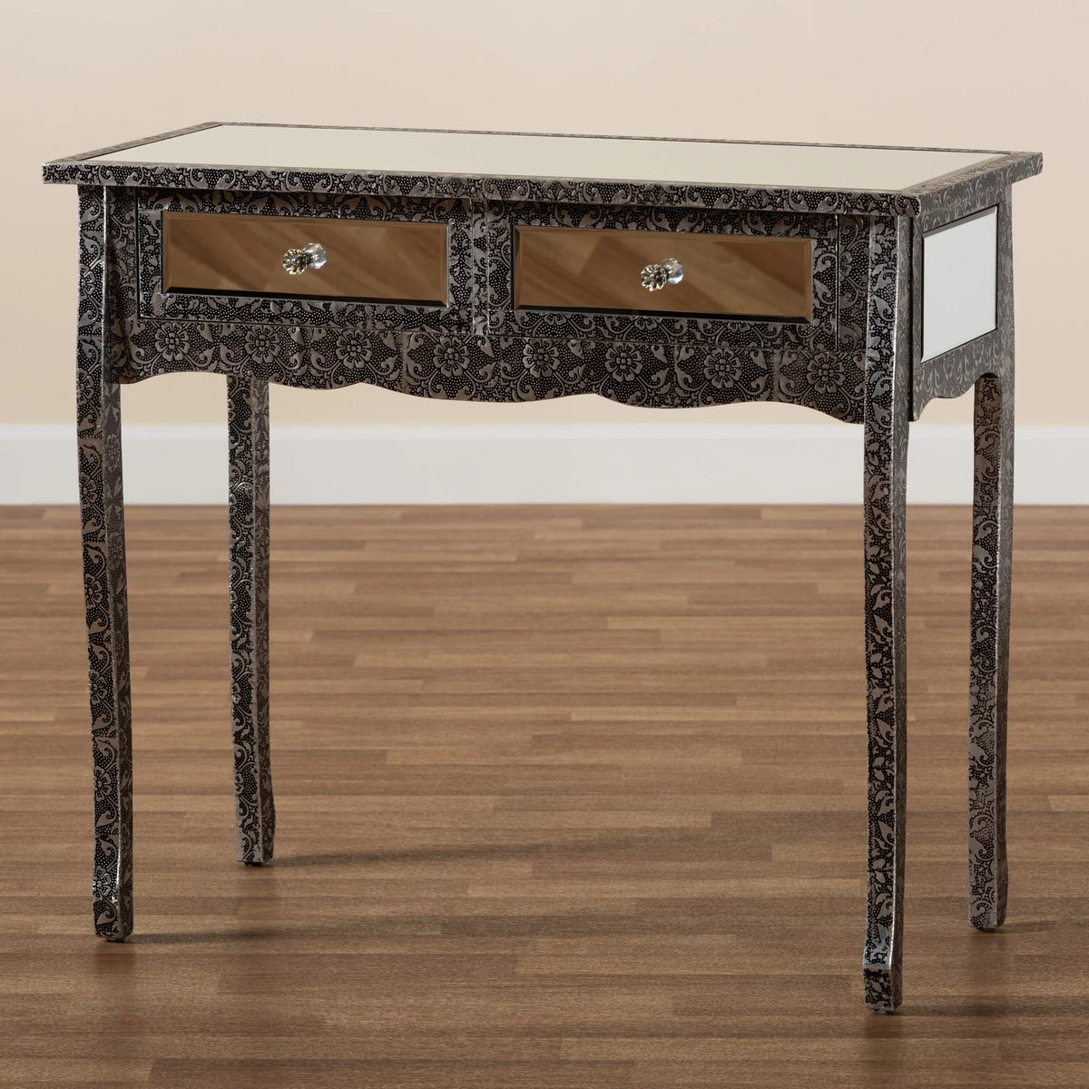 Mirrored Glass 2 Drawer Console Table X7288