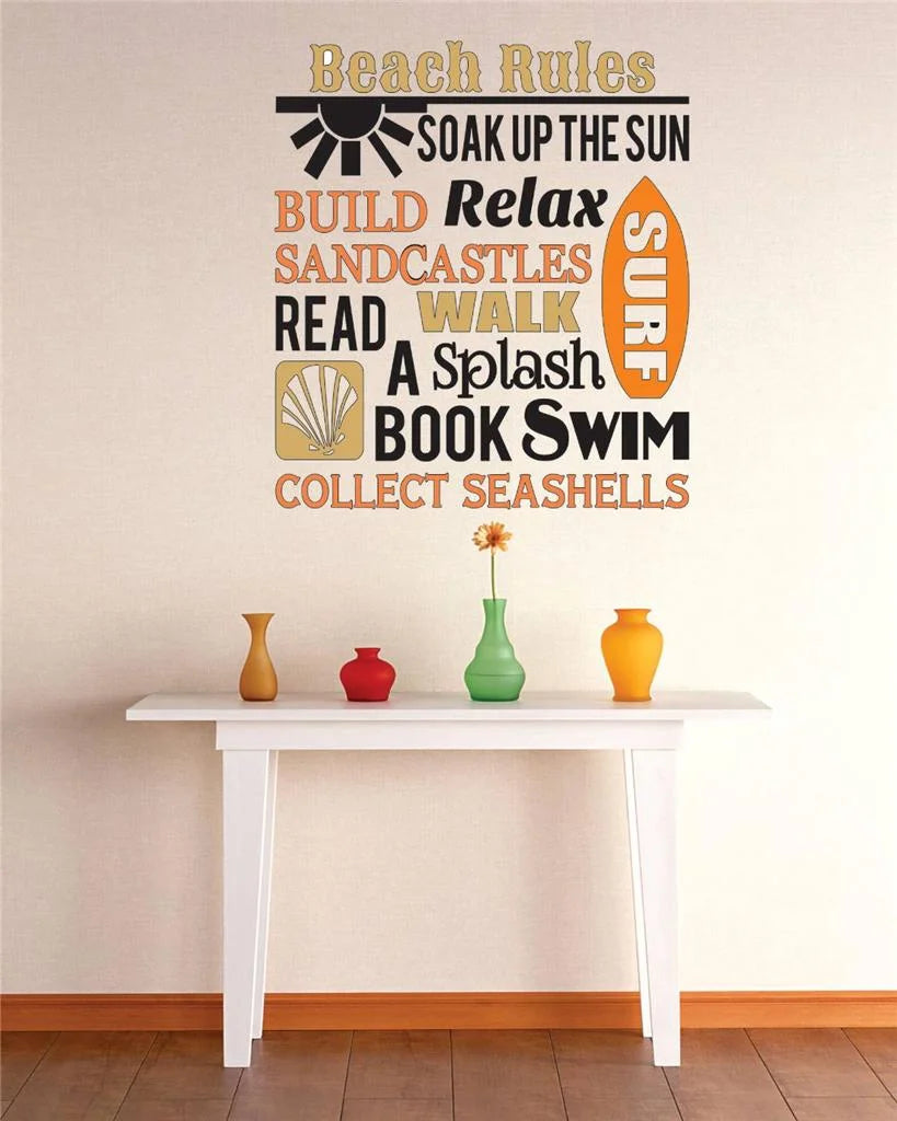 22 Inch x 32 Inch Beach Wall Decal Sticker U396