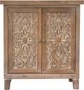 Solid Wood Storage Cabinet with Carved Doors H526