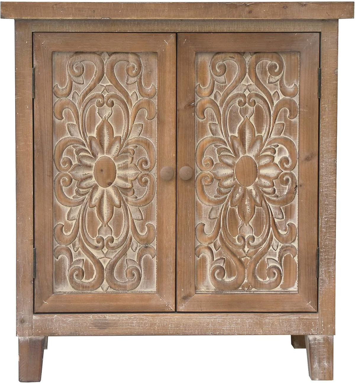 Solid Wood Storage Cabinet with Carved Doors H526