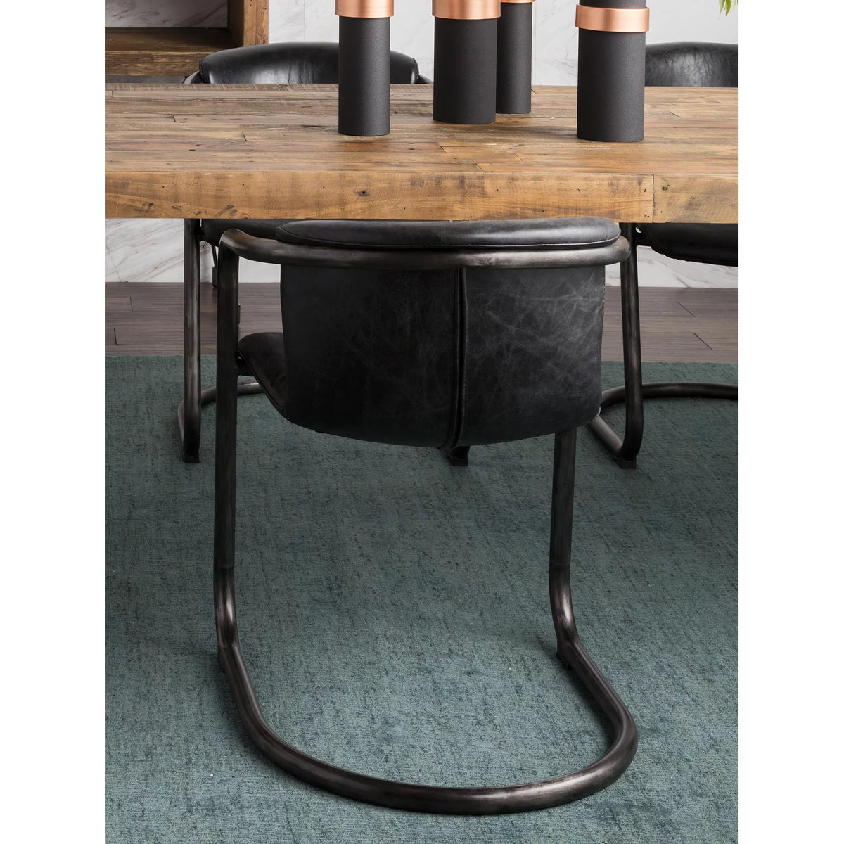 Onyx Black Leather Dining Chair Set Of Two N448