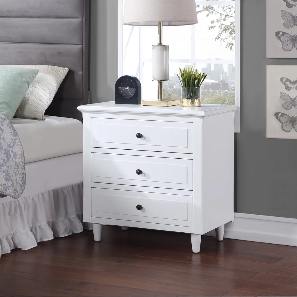 27.9" Oversized 3-Drawer Solid Wood Nightstand S134602