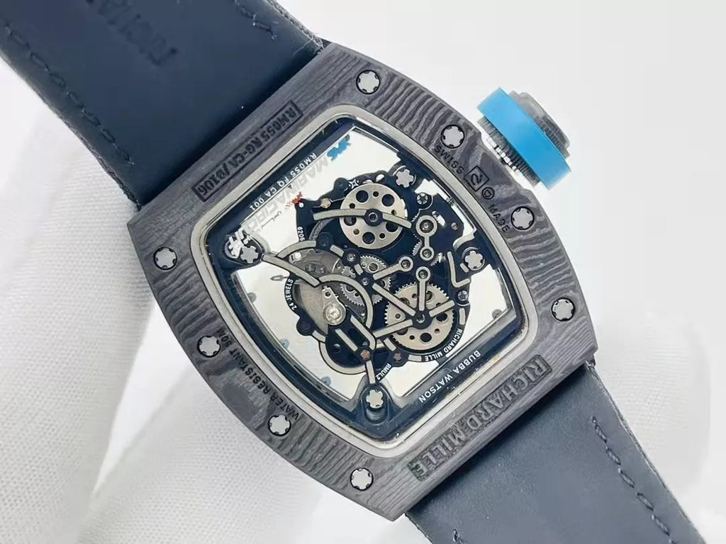 Skeleton Blue Dial Black Bezel Black Canvas Strap Watch B879421
