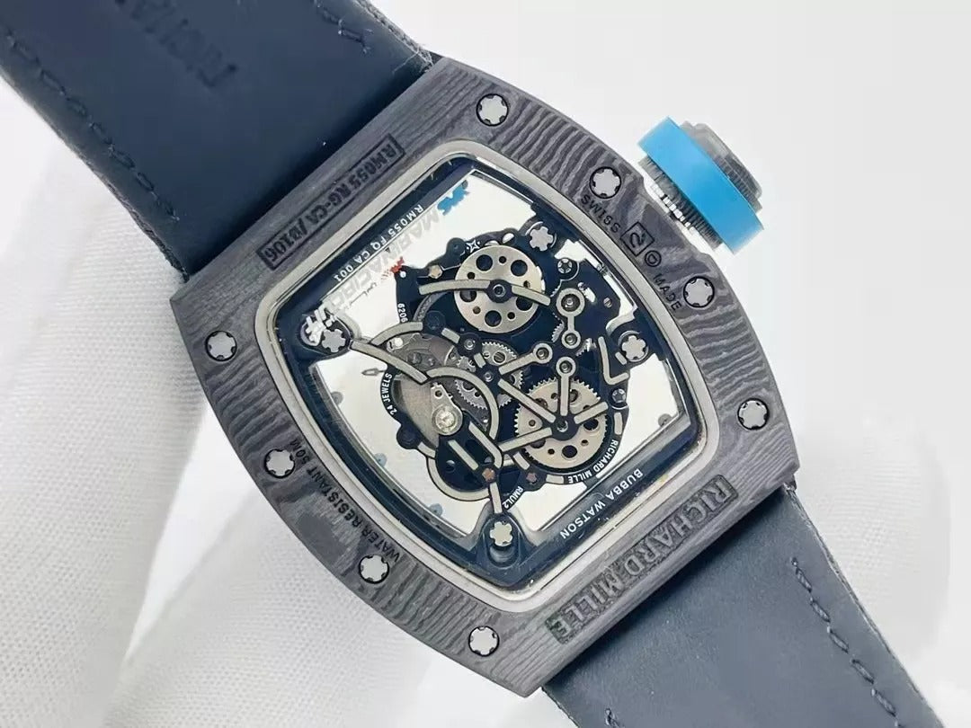 Skeleton Blue Dial Black Bezel Black Canvas Strap Watch B879421