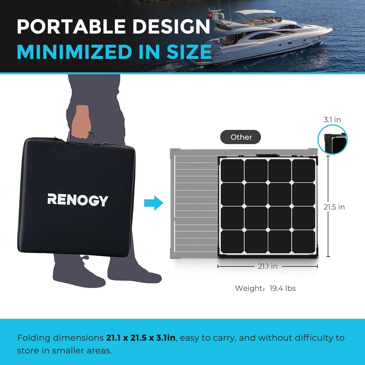 100W 12V Monocrystalline Portable Foldable Solar Panel Suitcase L82658