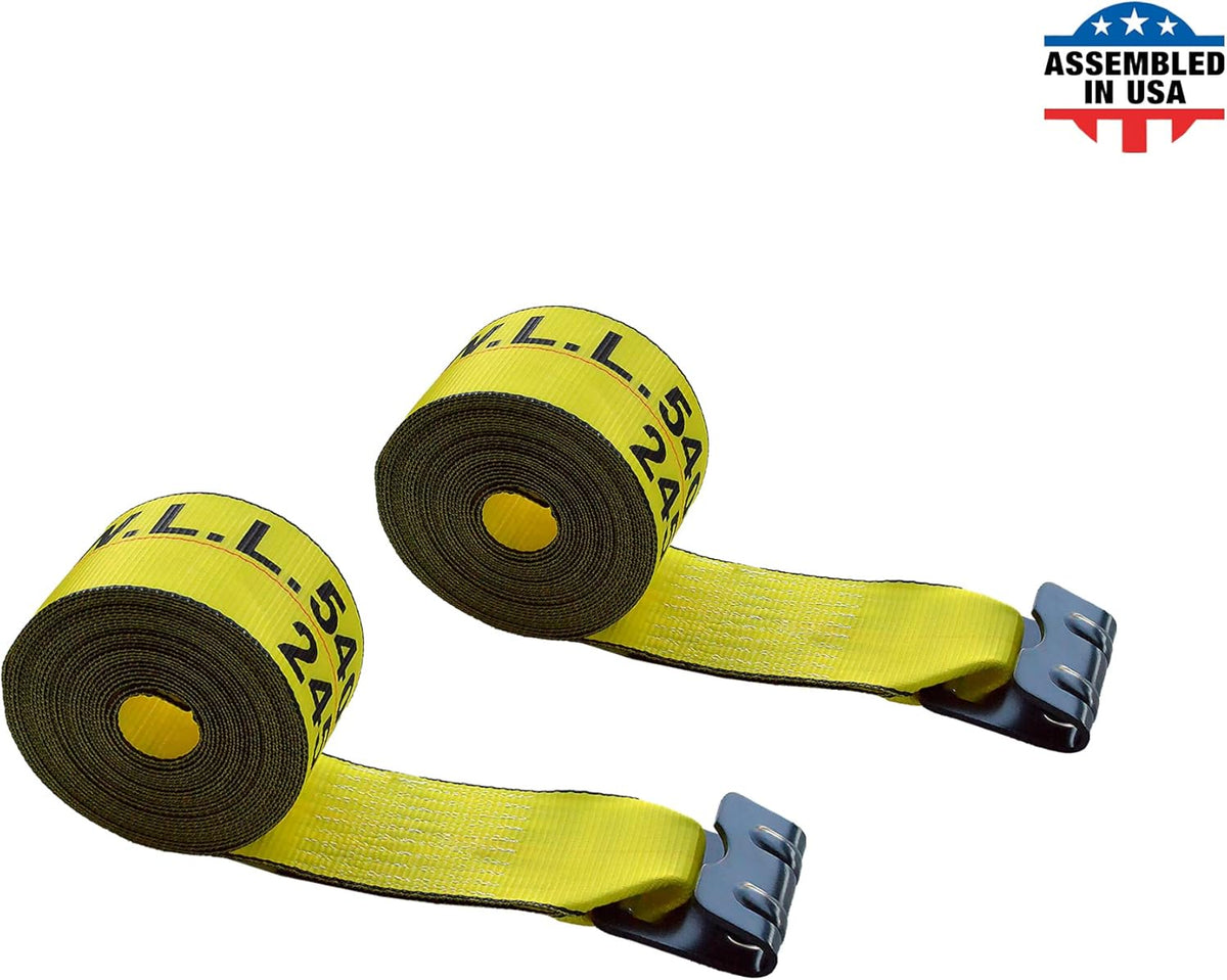 Blue Tie Down Straps Pack of 4 Heavy Duty Winch Strap with Flat Hooks Z16344