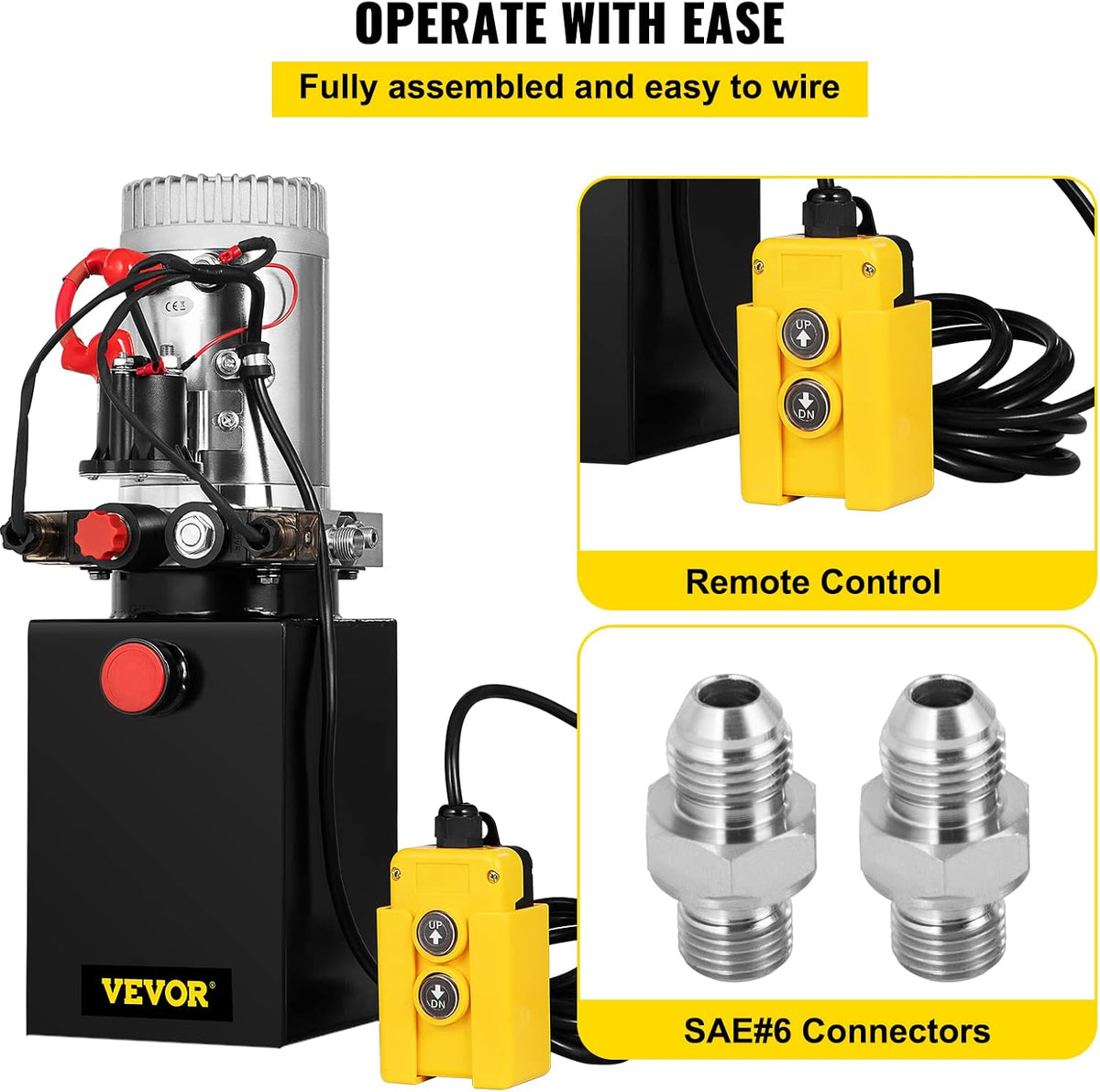 Hydraulic Power Unit 8 Quart Double Acting 12V DC Metal Oil Reservoir E372