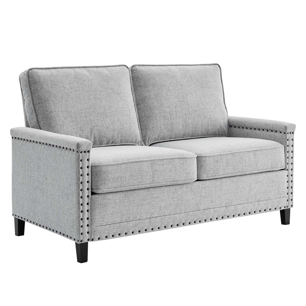 Light Gray Upholstered Fabric Loveseat H4518
