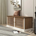 Brown and White Shoe Bench with Shelves H39560