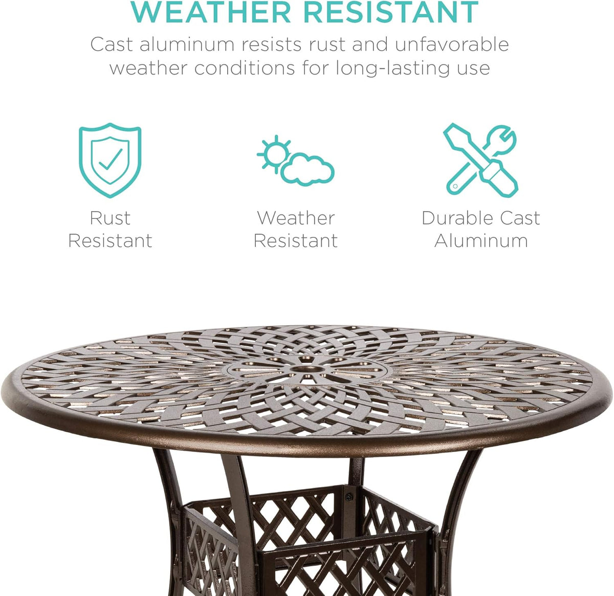 5-Piece Outdoor Cast Aluminum Dining Set with 4 Chairs Y453942
