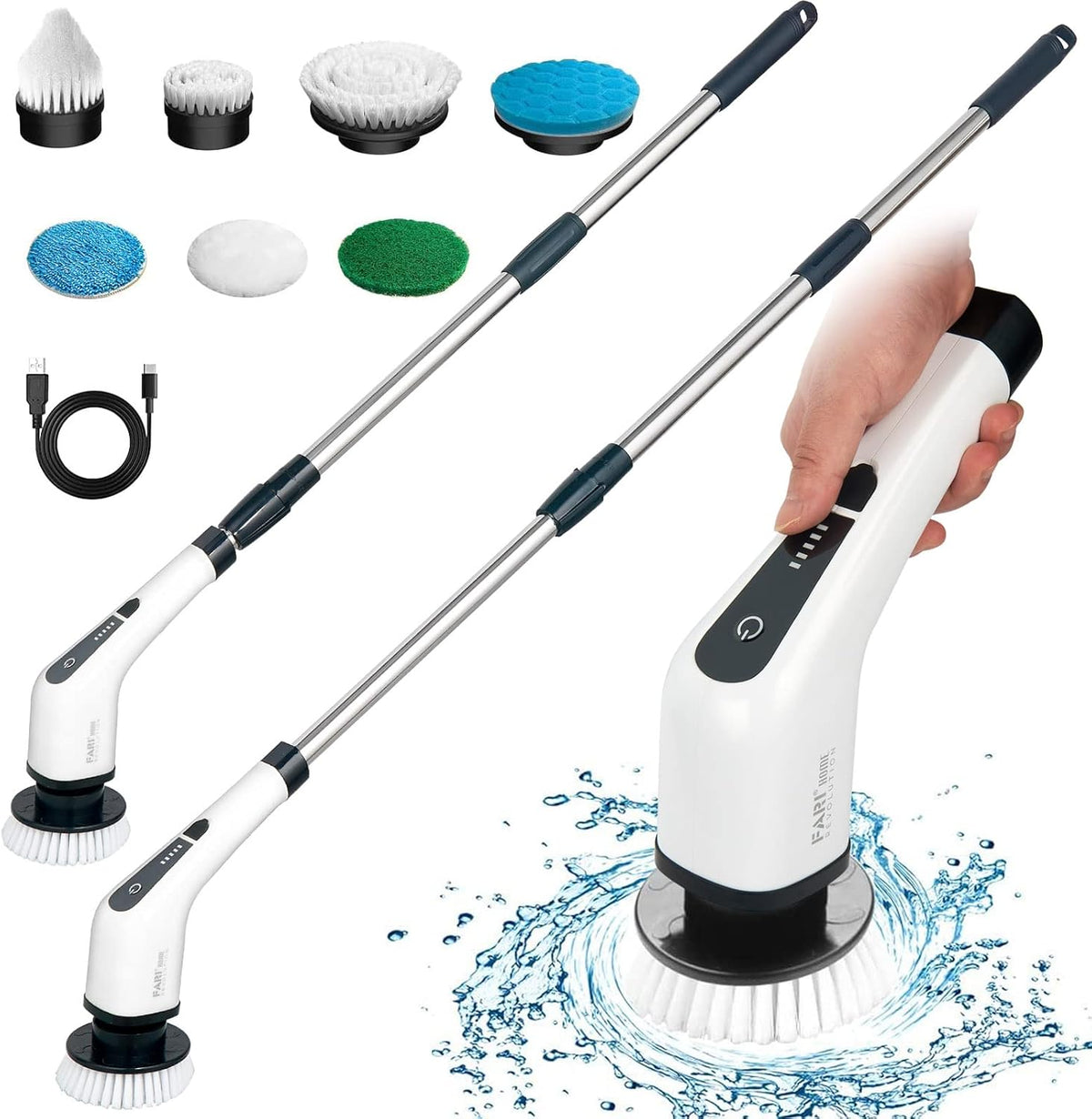 Yellow Cordless Electric Spin Scrubber with 7 Replaceable Brush Heads Pack of 2 Y293156