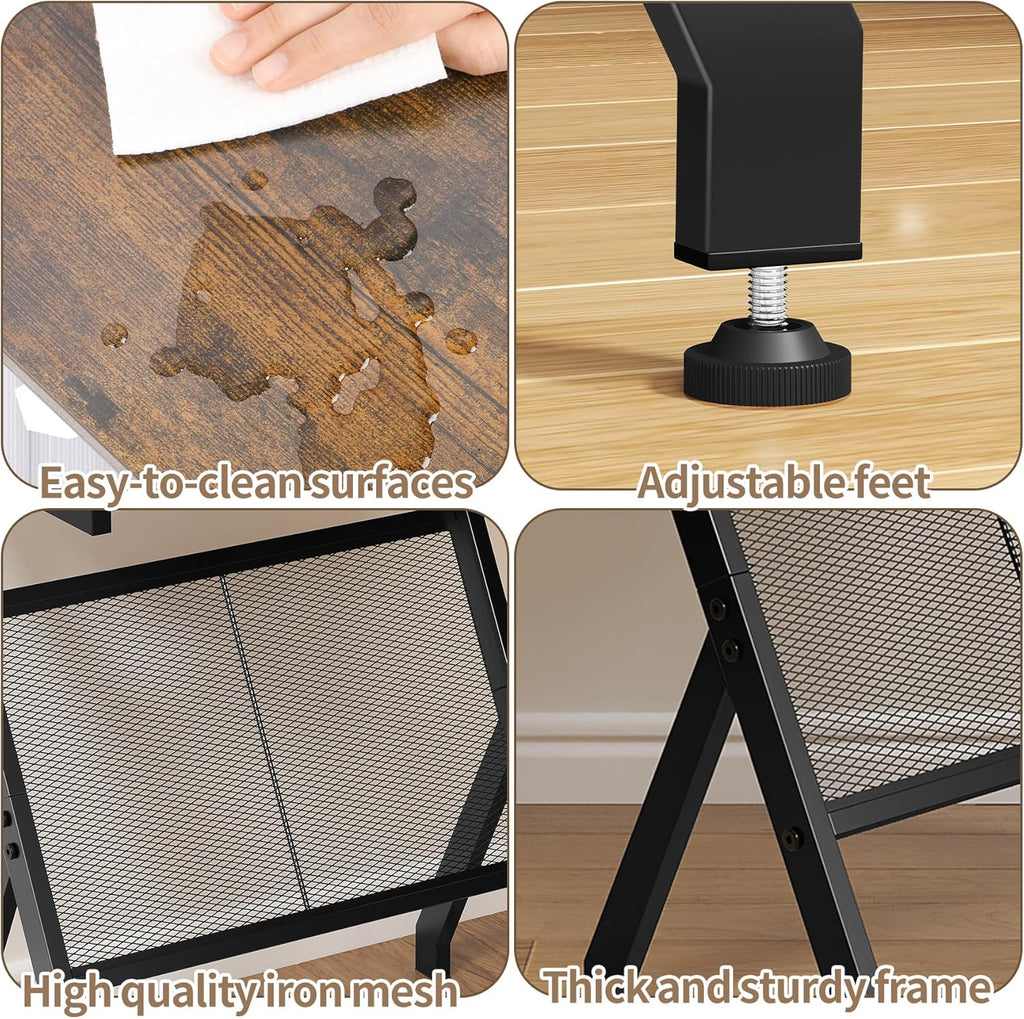 3-Tier Narrow Side Table with Charging Station I6161