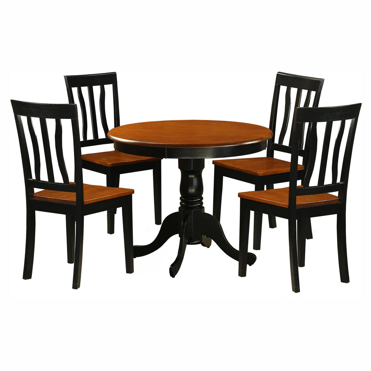 5 Piece Antique Dining Set with 4 Solid Wood Chairs I8330