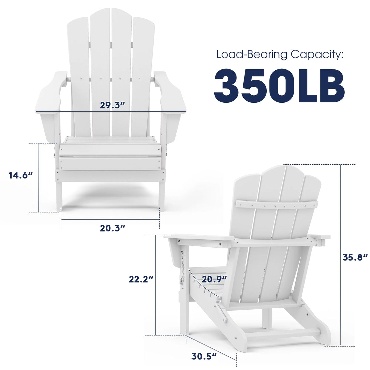 White HDPE Folding Adirondack Chair I13017