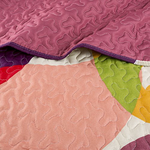 King Size 3 Piece Reversible Microfiber Quilt Bed Set with Shams F4695