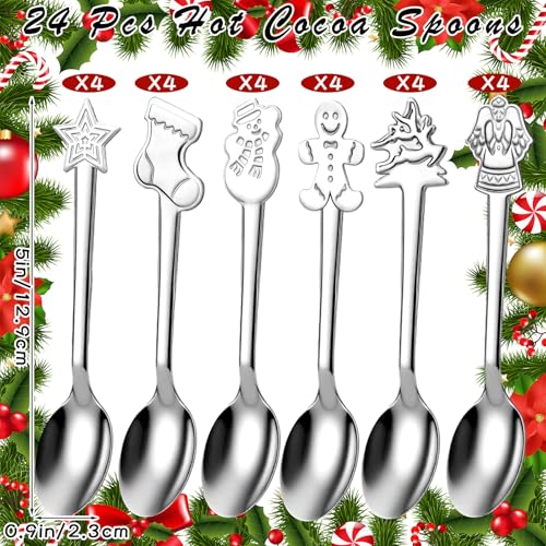 24 Pcs Stainless Steel Christmas Stirring Spoons T36248
